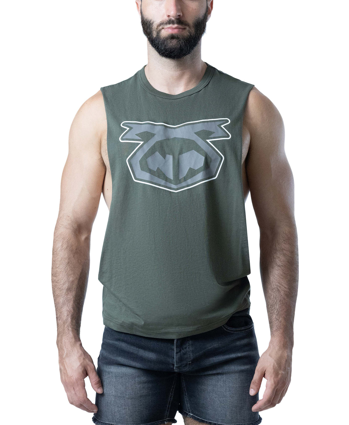 NASTY PIG BRANDMARK SHREDDER TANK TOP 3.0 - ARMY GREEN/SHARK GREY/WHITE