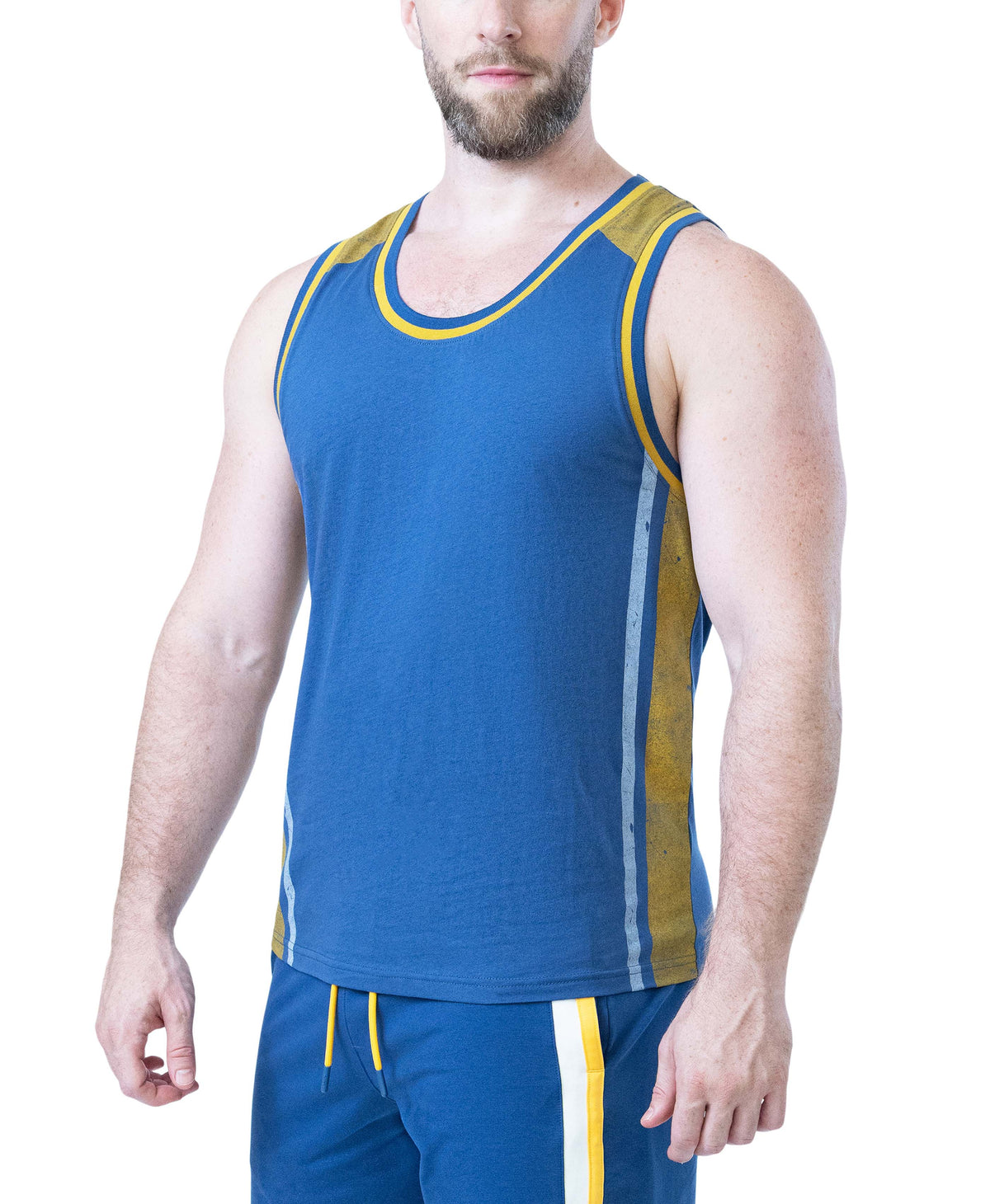 NASTY PIG DEADLIFT TANK TOP - CADET BLUE/GOLDENROD/WHITE