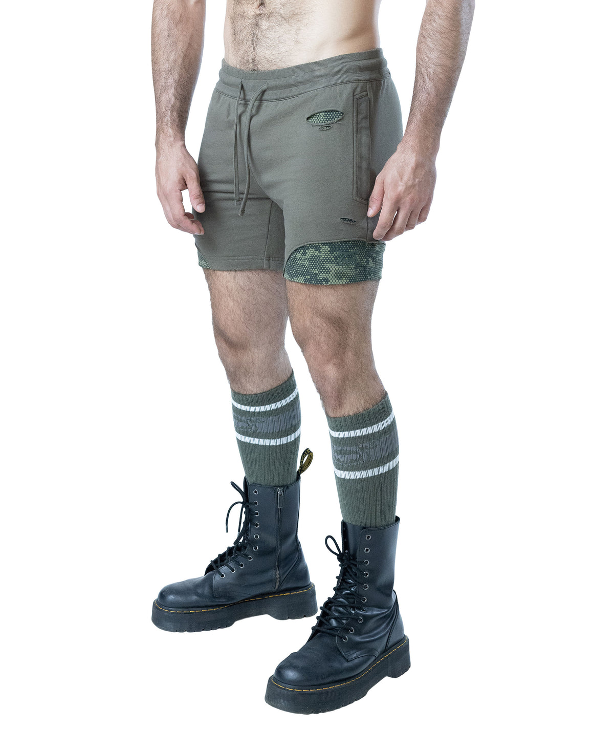 NASTY PIG SHRED RUGBY SHORT - ARMY GREEN