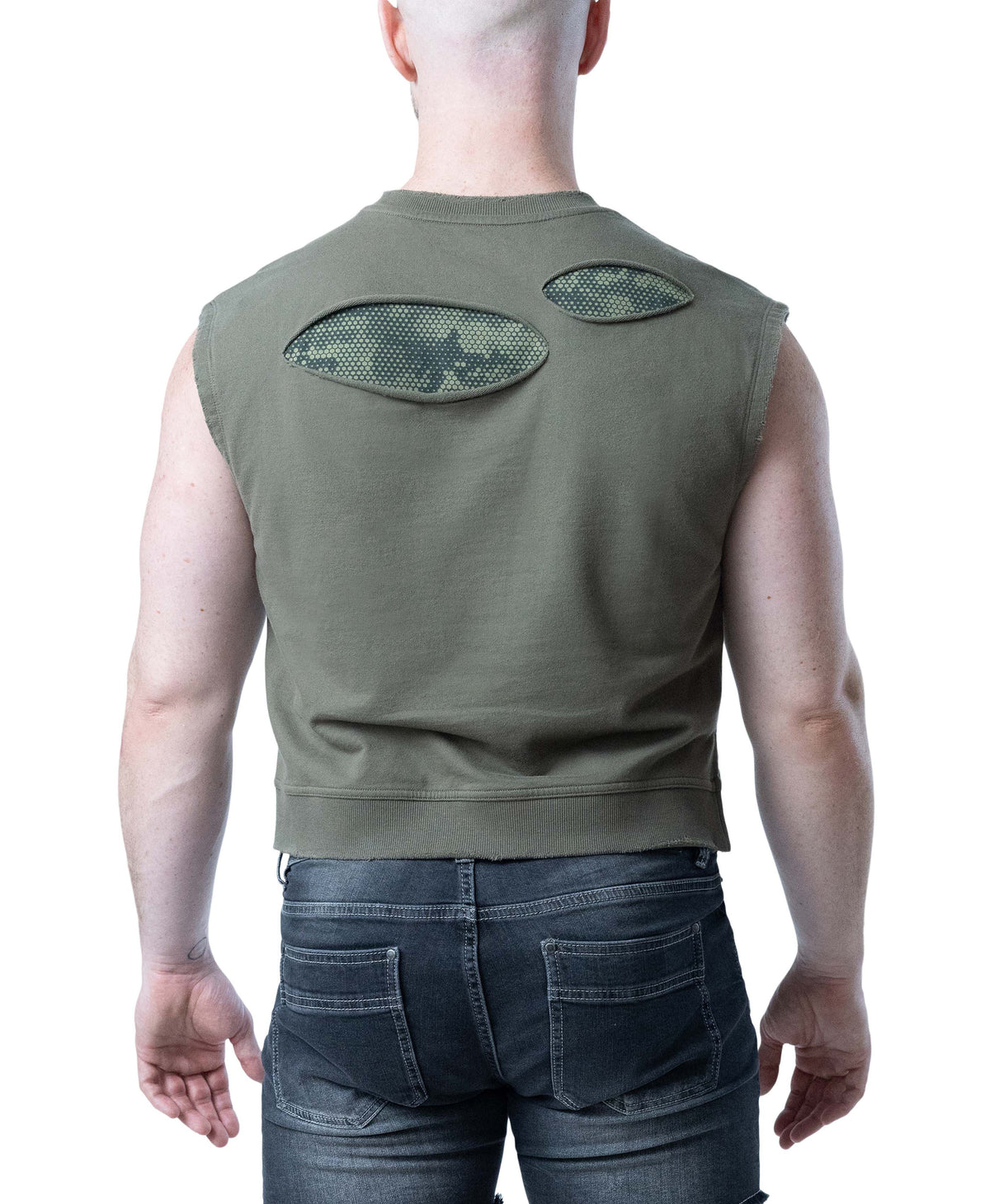 NASTY PIG SHRED SLEEVELESS CROP TOP - ARMY GREEN