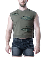 NASTY PIG SHRED SLEEVELESS CROP TOP - ARMY GREEN