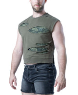 NASTY PIG SHRED SLEEVELESS CROP TOP - ARMY GREEN
