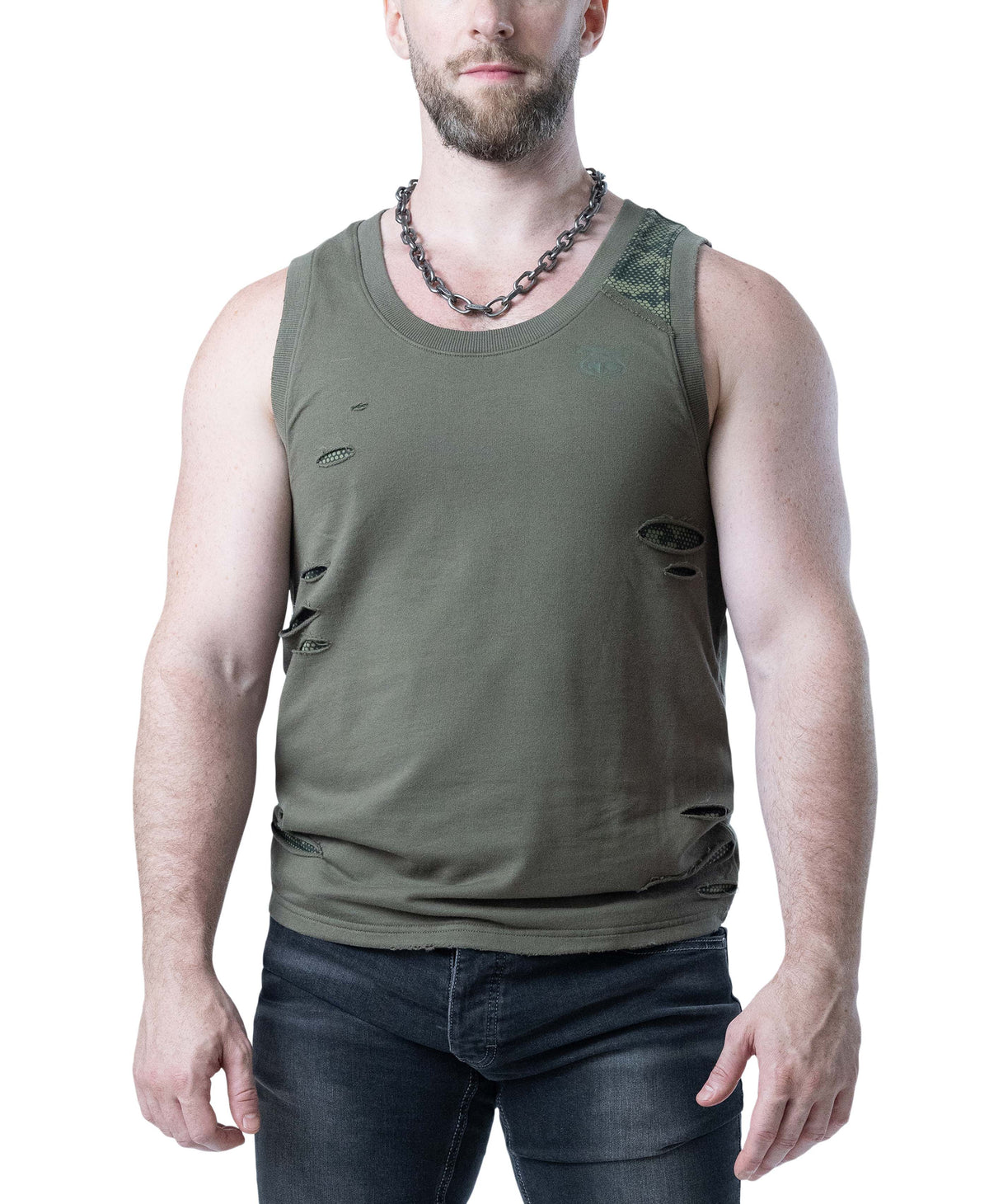 NASTY PIG SHRED TANK TOP - ARMY GREEN